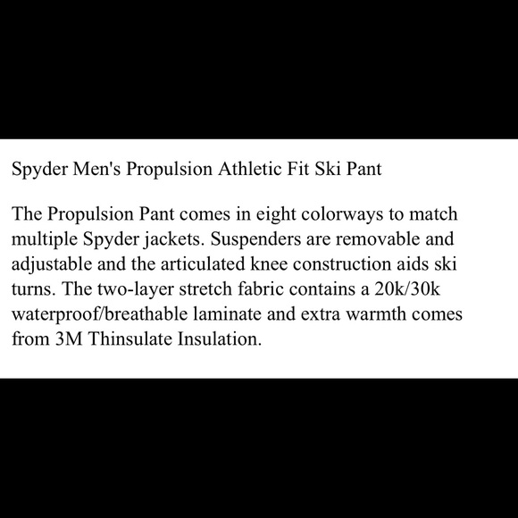 Spyder Mens XXL Propulsion Ski Snowboard Pants - Picture 3 of 3
